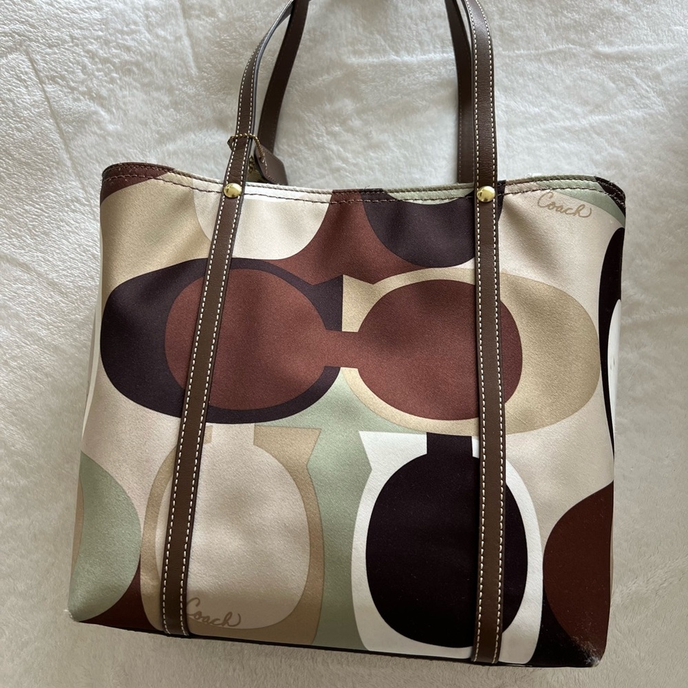 Vintage Coach scarf tote shoulder bag